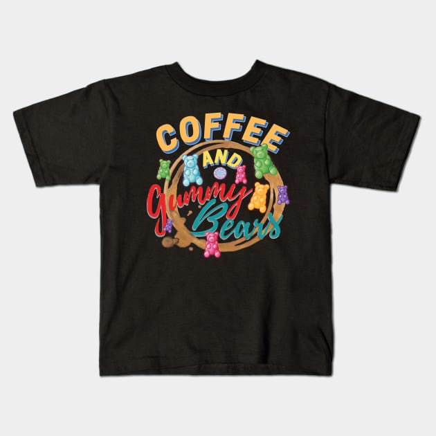 Coffee And Gummy Bears Kids T-Shirt by Persius Vagg